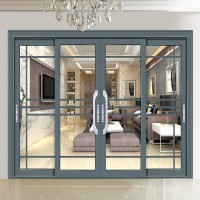 Factory Price French Exterior Commercial Entry Double Glazed Glass Aluminum Sliding Doors